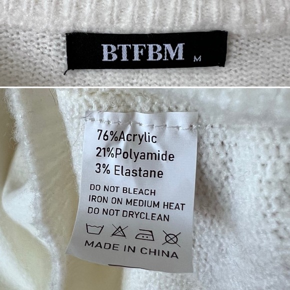 Ivory Crewneck Oversized Knit Sweater Dress - Picture 8 of 8